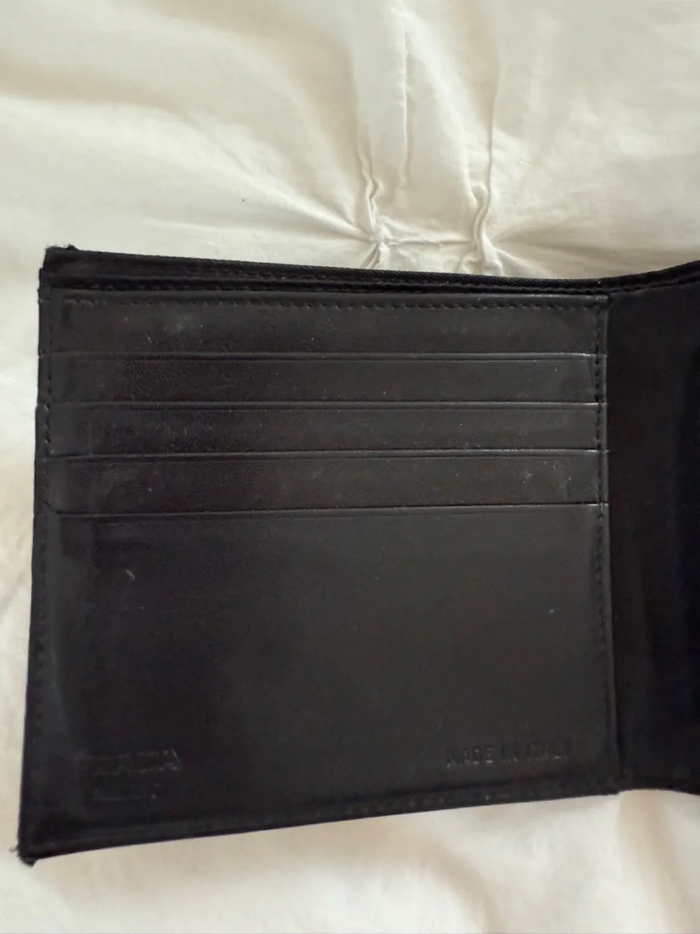 Prada triangle logo bifold wallet